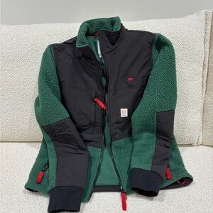 Topo Designs Green/Black Fleece with red details